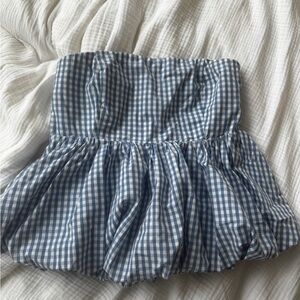 Abercrombie & Fitch Gingham Peplum Strapless Top